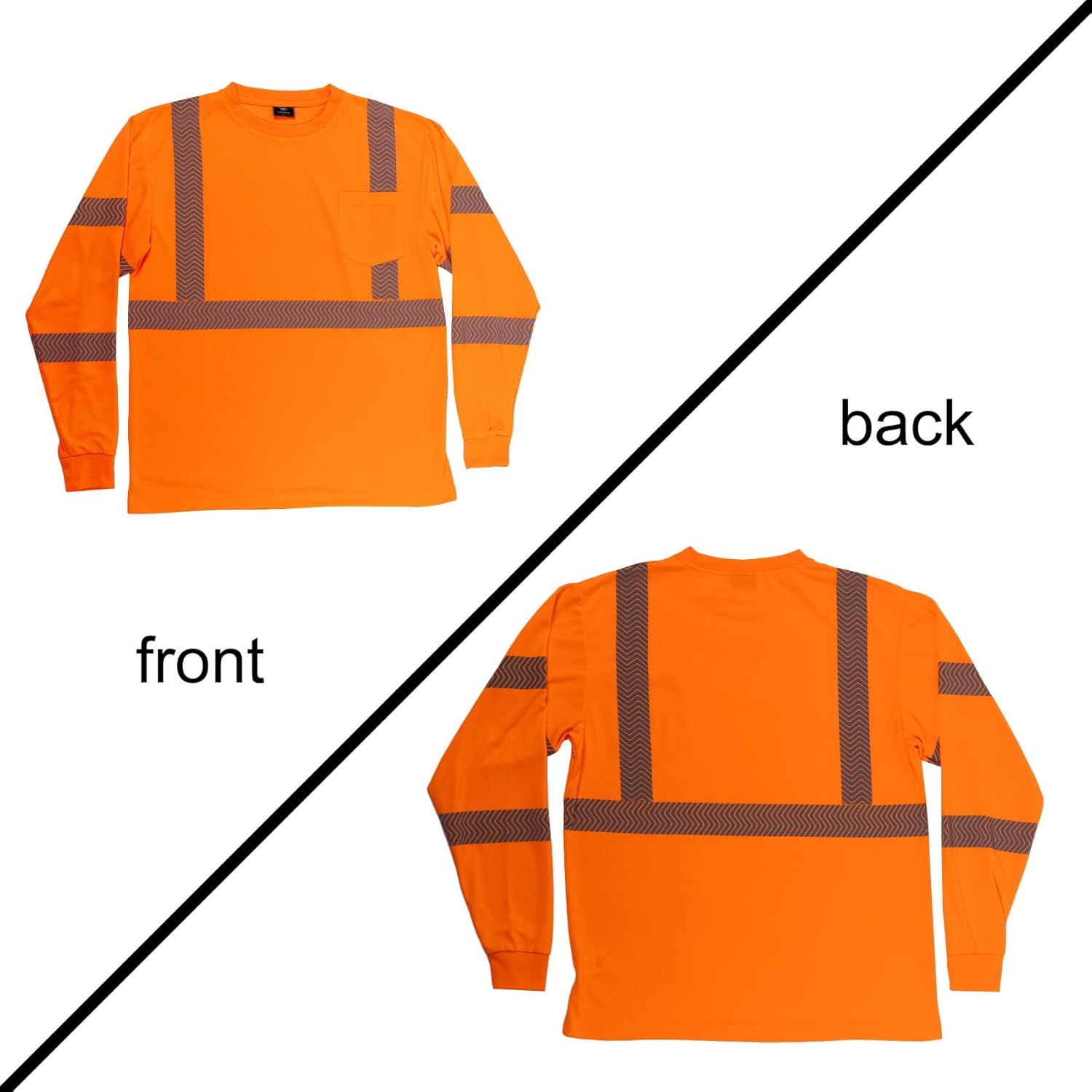 VENDACE Safety Shirt Hi Vis Long Sleeve High Visibility Reflective Work Shirts Class 3 Hi Vis Construction Shirts for Men - Image 7