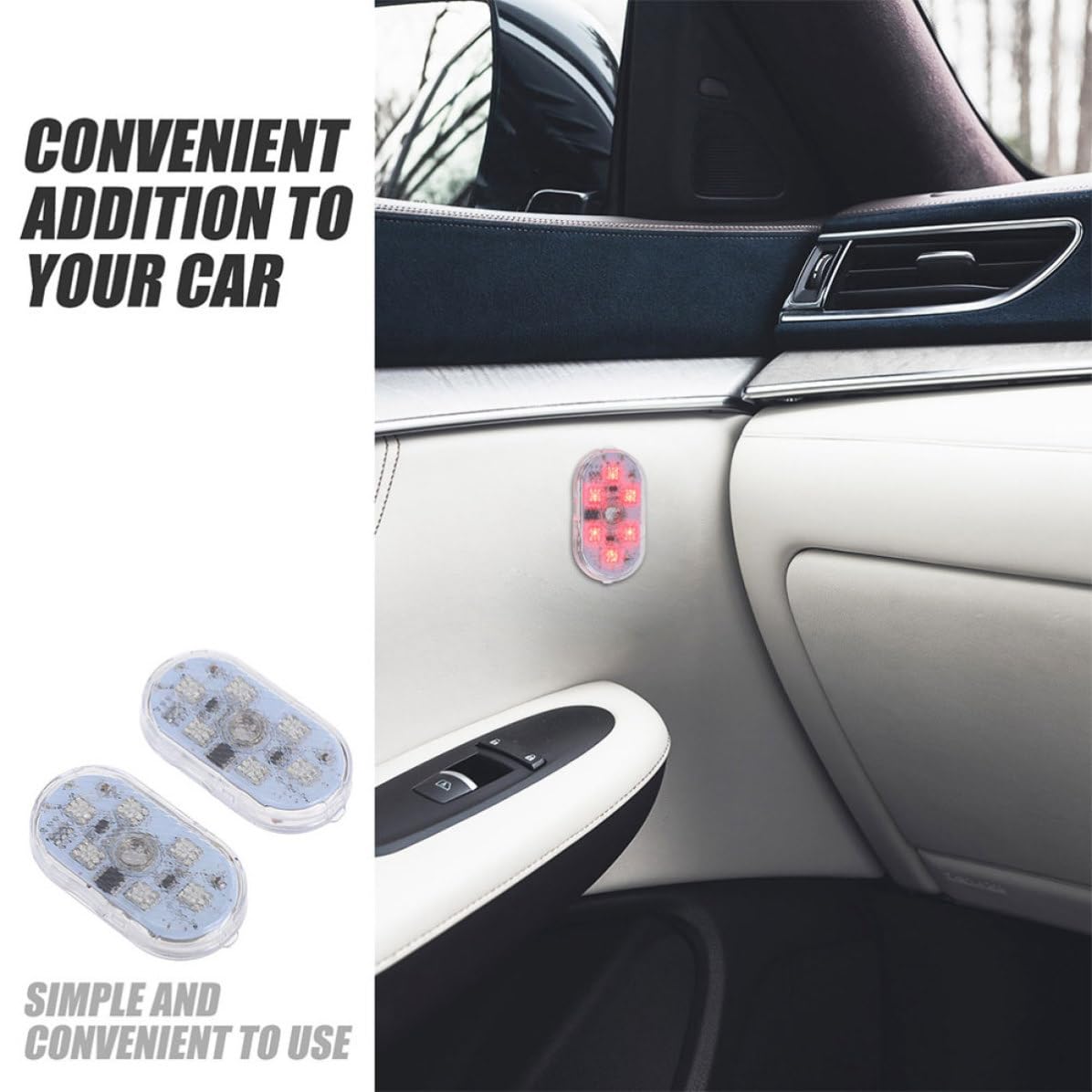 Operitacx 6 Pares Luz de Ambiente del Coche Táctil Carga USB, Abs, Color | Iluminación Ambiental para Techo y Lectura, Instalación Sencilla, Portátil, Vehículo Interior, 150 Mah