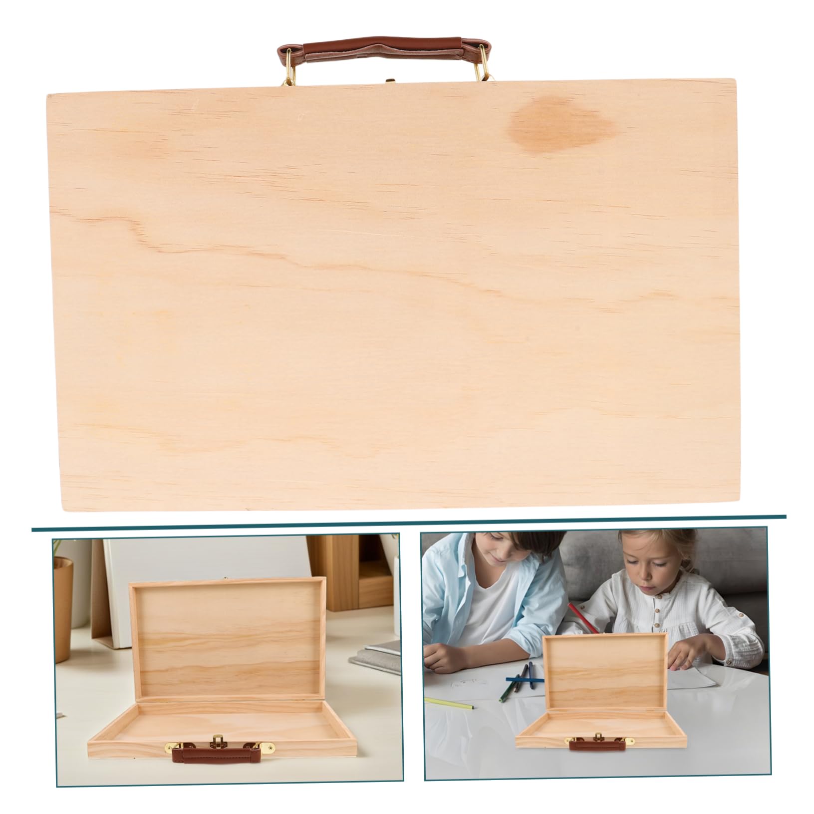 jojofuny 2stücke Holzaufbewahrungsbox für Künstlerbedarf Tragbar mit Griff für Malutensilien Geeignet für Ölmalerei im Freien Atelier Fächern für Organisation