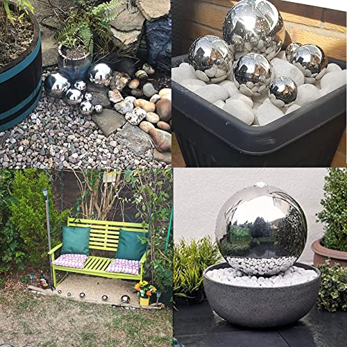nuumee 6 stks RVS Gazing Bal, Holle Bal Reflecterende Tuin Gazing Ballen Drijvende Vijver Ballen Decoratieve Ballen voor Tuin Kerst (6 stks Mix (15cm x1, 10cm x1, 8cm x2, 5cm x2)) - Afbeelding 6