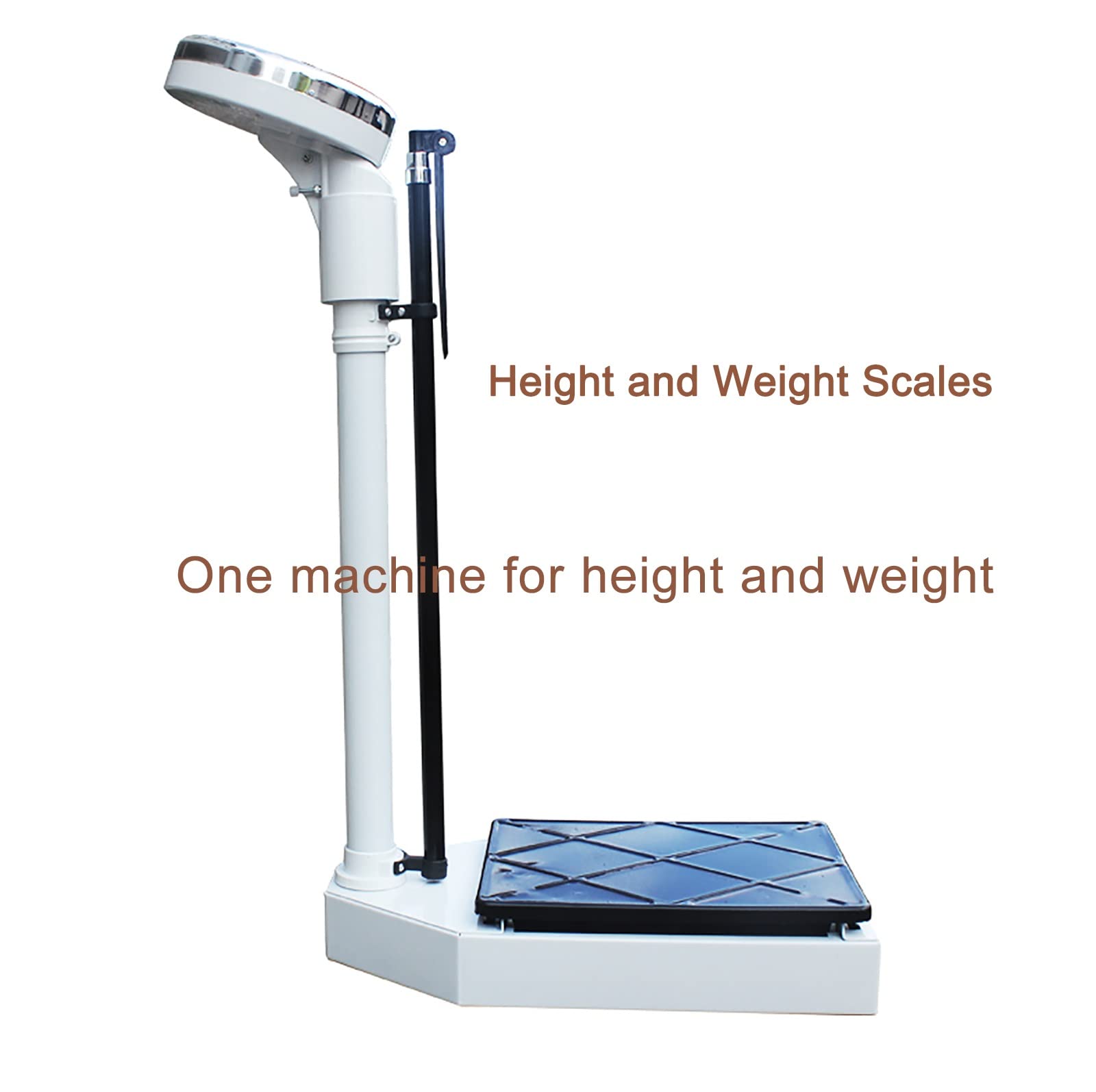 FENOKD Professional Mechanical Column Scale,Precision Height and Weight Scale,with Adjustable Height Rod 190cm,Extra-Large Dial, with Easy to Read Measurements (Blue 120kg)