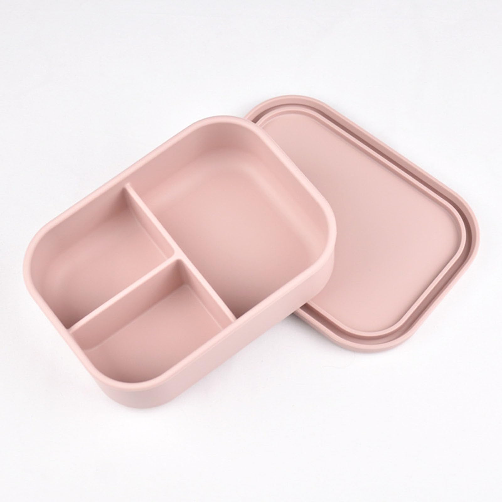 Zgfhli E Leak-Proof Silicon Bento Lunch Box, Silicon Lunch Box With 3 Individually Sealed Compartments, Snack Bento Box, Microwav & Dishwasher Saf,