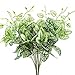 GTidea 2pcs Artificial Shrubs Silk Epipremnum Aureu Leaves Fake Bunches Greenery Plants Home Garden Office Table Windowsill Indoor Outside Decor White/Green