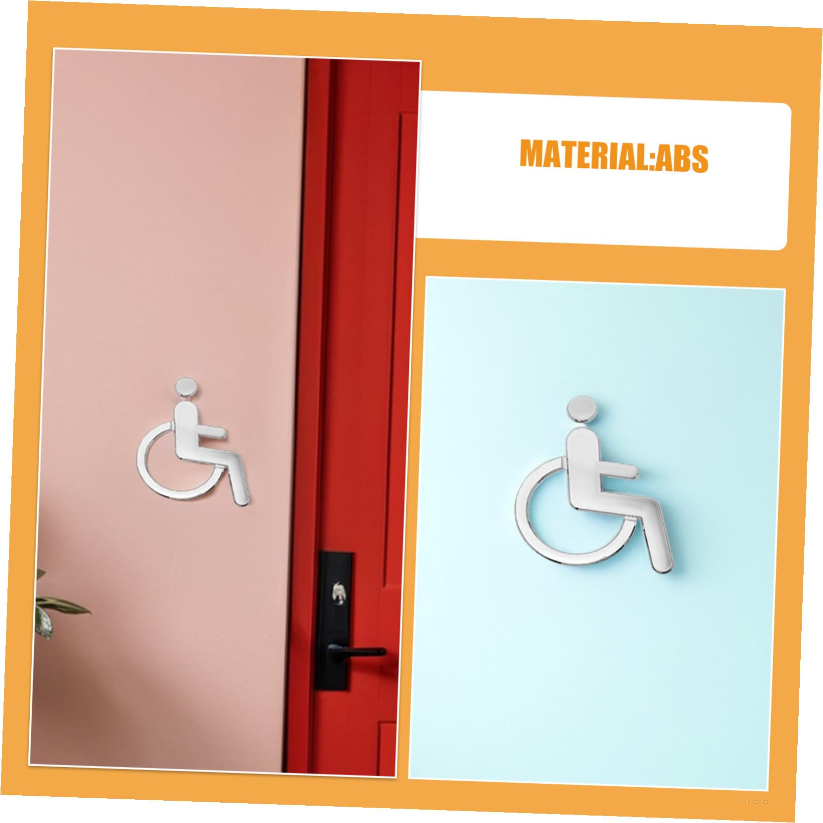 6 Piezas Señales de Aseo para Discapacitados Adhesivas Indicador de Baño Accesible con Símbolo de Silla de Ruedas Pegatinas para Puertas de Baños Hoteles Oficinas y Edificios
