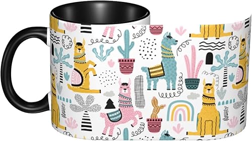 Miniatura 5 de Taza de café de llama, divertida taza de té de cerámica, apta para lavavajillas, microondas, 11 onzas, oficina y hogar, regalo ideal para hombres y