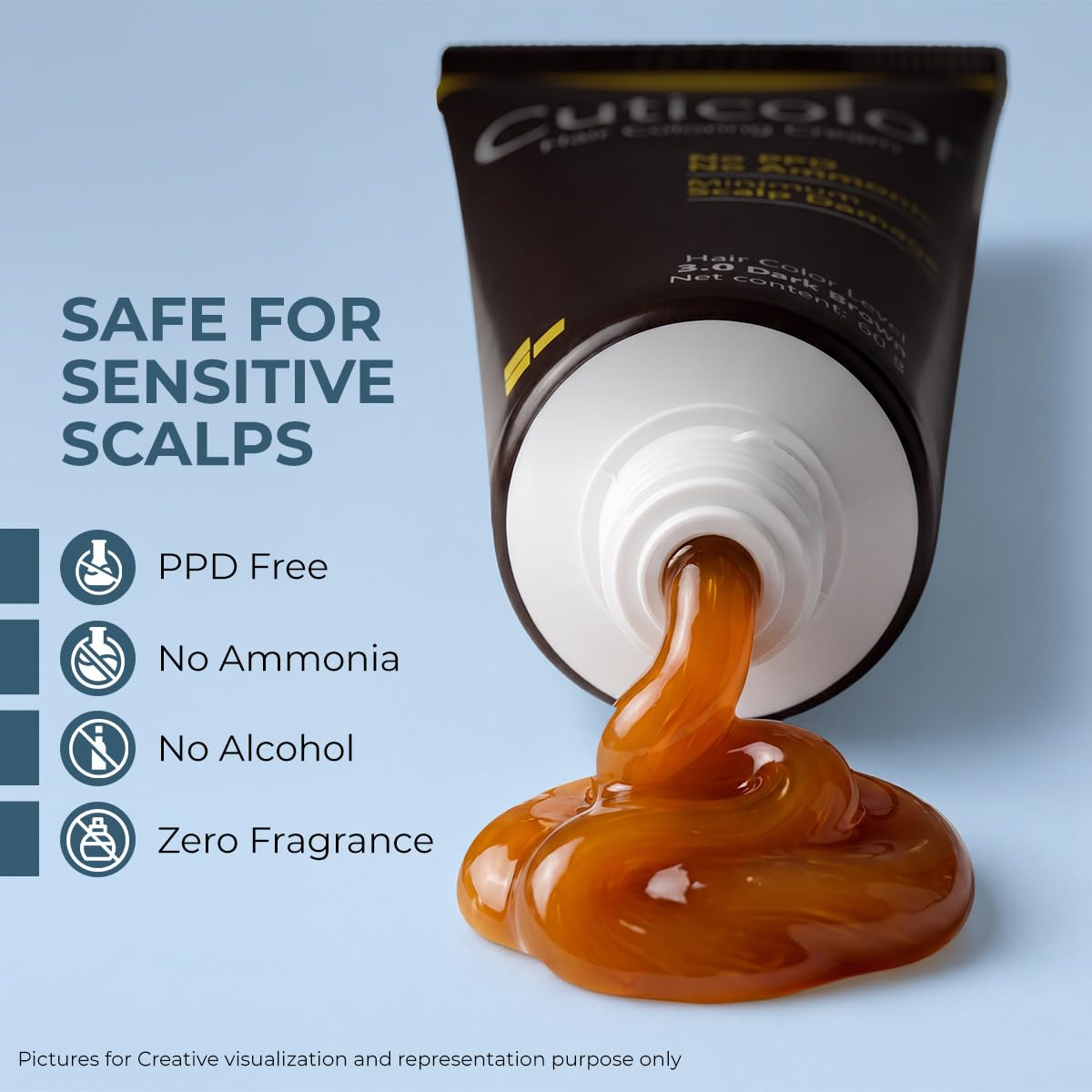 Cuticolor Permanent Hair Color Cream|#1 Dr Prescribed|For Sensitive Skin|Eco Mechanism For Preserving Scalp Health|Enriched With Portulaca & Boseivela Extracts Dark Brown, 60G (Pack Of 1) 1