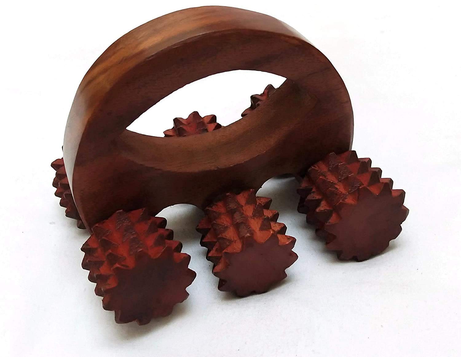 LRK ACUPRESSURE Wooden 6 Roller Stress Acupressure Relieve Tool Body Massager for stimulating energy, blood circulation and blocked nerves