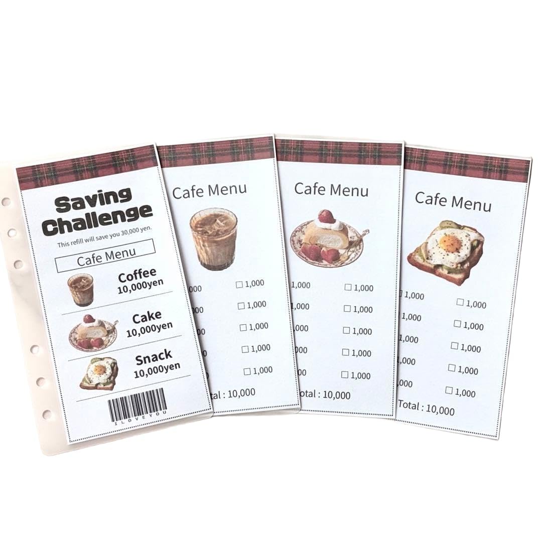 Amazon.co.jp: カフェ リフィル A6 saving 家計管理 バインダー 貯金 3
