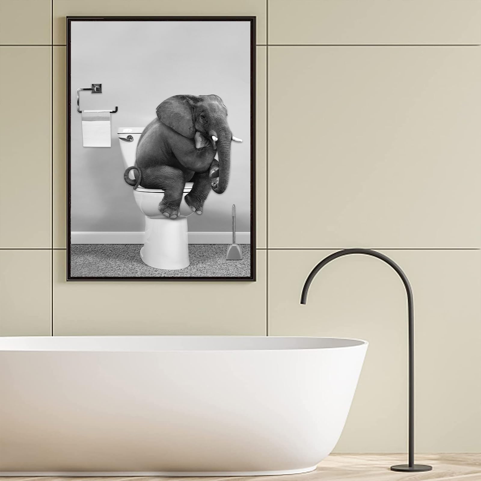Set Poster Bagno In Bianco E Nero Con Animali In Vasca - Stile Vintage Senza Cornice Per Decorazione Casa - Foto 13