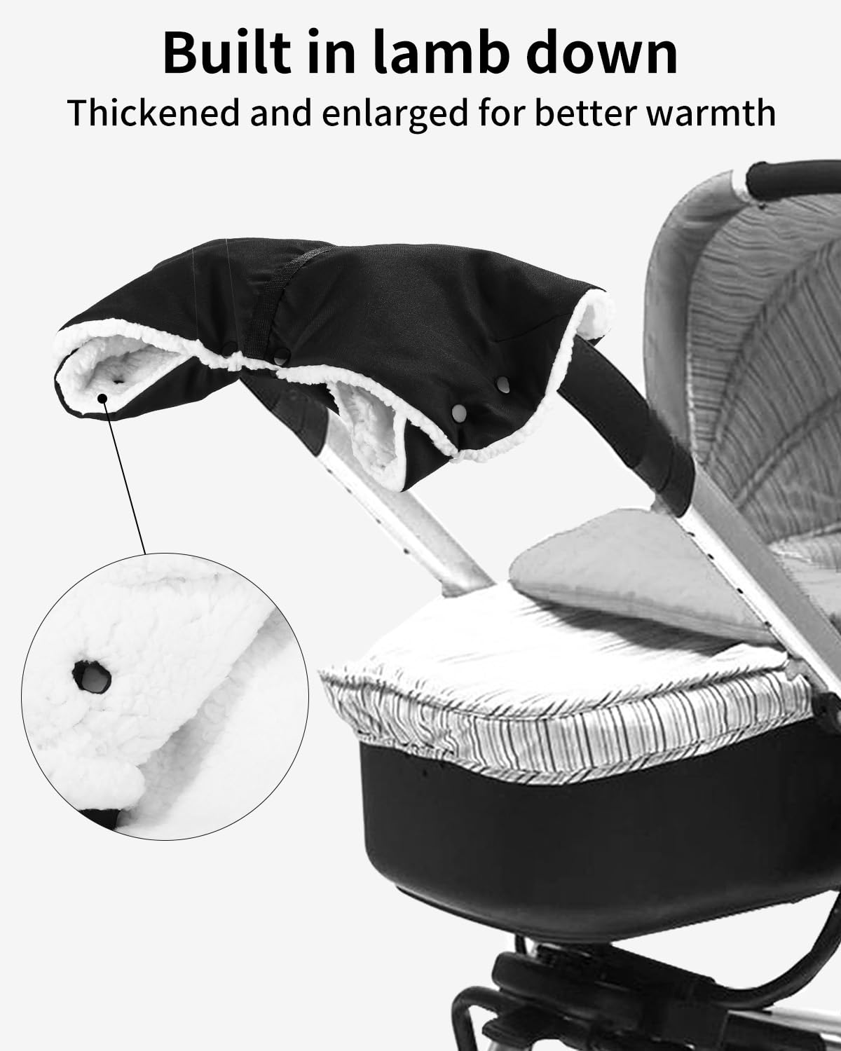 Scaldamani Per Passeggino - Interno In Pile, Esterno Impermeabile E Antivento, Taglia Universale