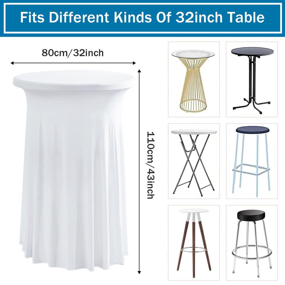 80cm Nappe Mange Debout pour Table Haute avec Jupe, 2/3/4/5pcs Housse pour Table Haute de Reception Ronde, Nappe de Cocktail pour Mariage événement Bistrot,Champagne,3pcs
