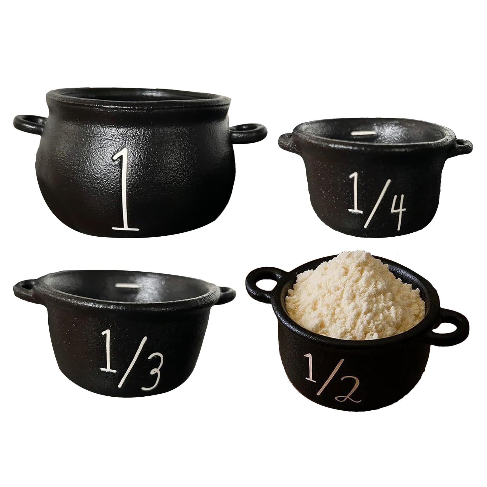 Halloween Witch Cauldron - Mysterious Measuring Cauldron Pot for Kitchen - Decorative Desktop Ornament for Skeleton Prop Themed Parties Trick-or-treating Haunted Houses Everyday Play