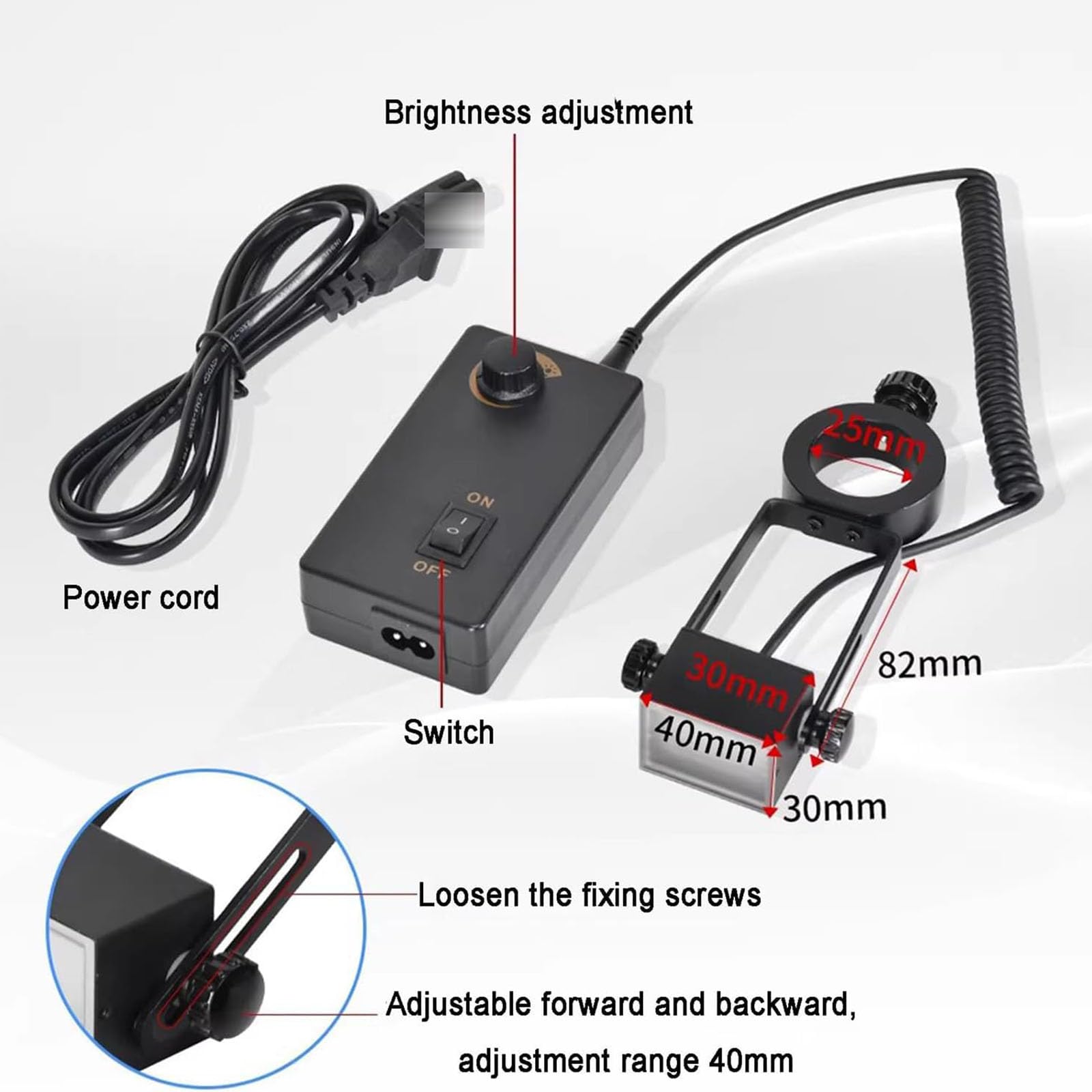 Éclairage Latéral Pour Microscope, Éclairage D'appoint Réglable Avec 48 LED, Éclairage Uniforme Et Sans Scintillement, Réglage Continu De La Luminosité, Tête De Lampe En Alliage D'aluminium, Pour L'éc