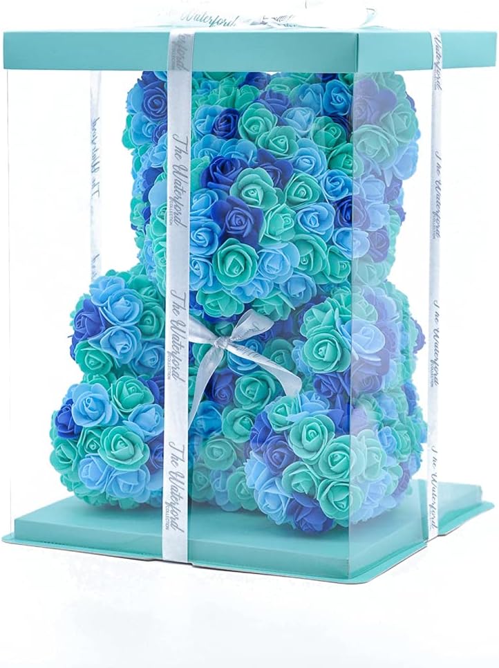 The Waterford Blue Multi Color Ocean Rose Bear (16 inch)