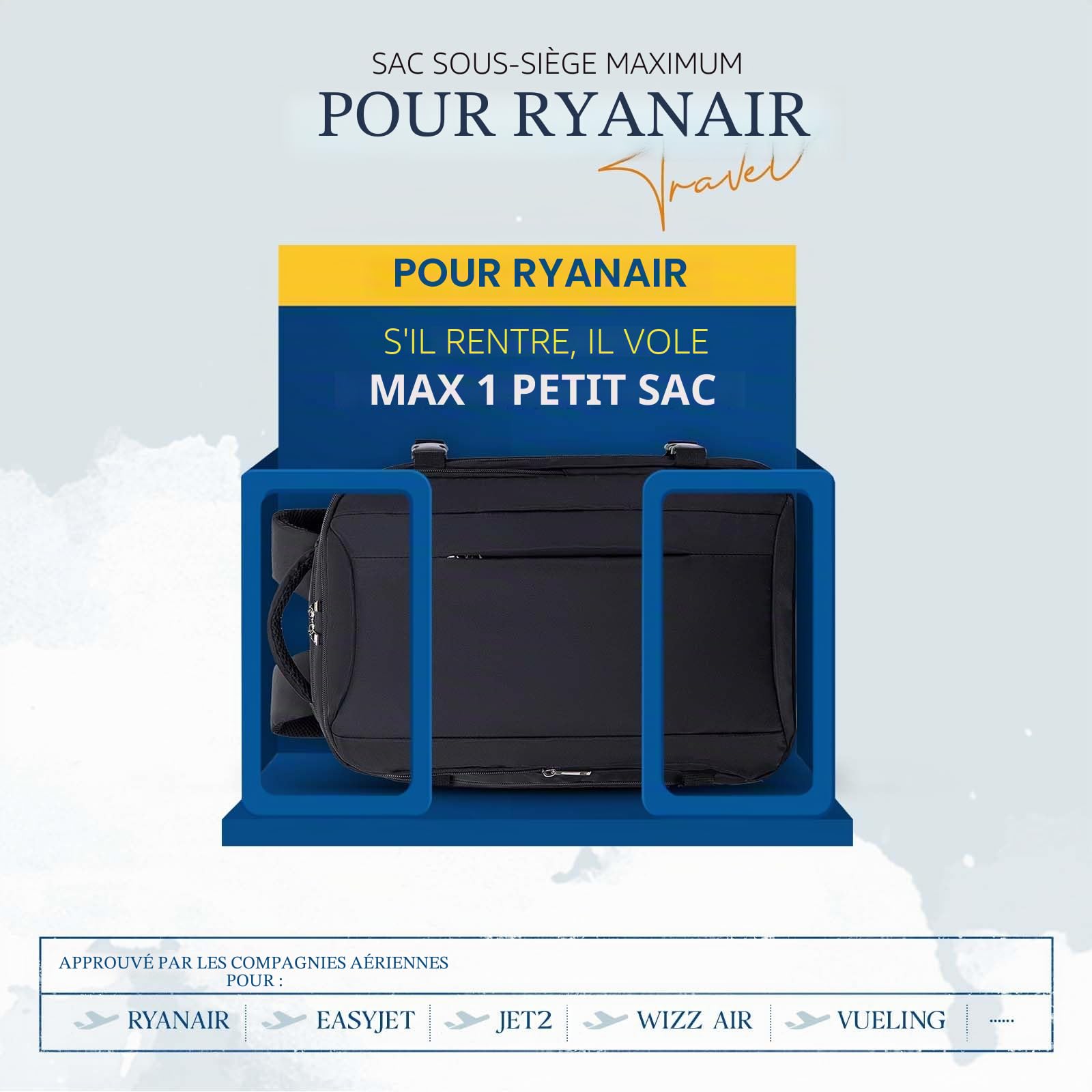 VMIKIV Sac a Dos Voyage Cabin Avion 40x30x20 pour Ryanair Bagages Cabine Sac de Voyage Femme 45x36x20 pour Easyjet avec Pochette Antivol Sac Cabine Avion 55x40x20 Sac à Dos Bag Main Homme