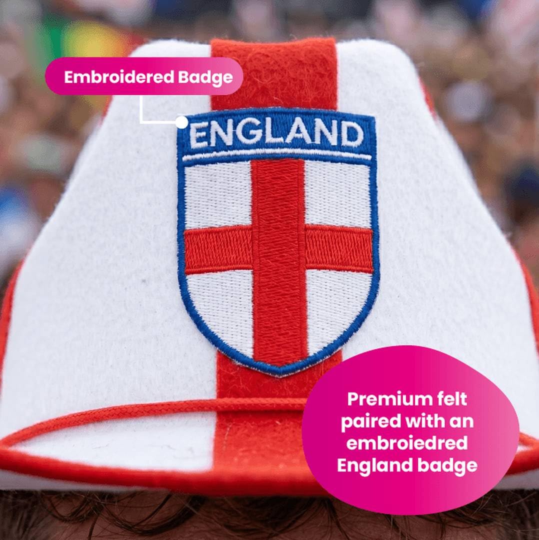 Sombrero de vaquero de Inglaterra con cruz de San Jorge, sombrero de disfraz occidental, accesorio de fiesta con bandera inglesa, accesorio para rugby, críquet, fútbol, Copa del Mundo, Euros