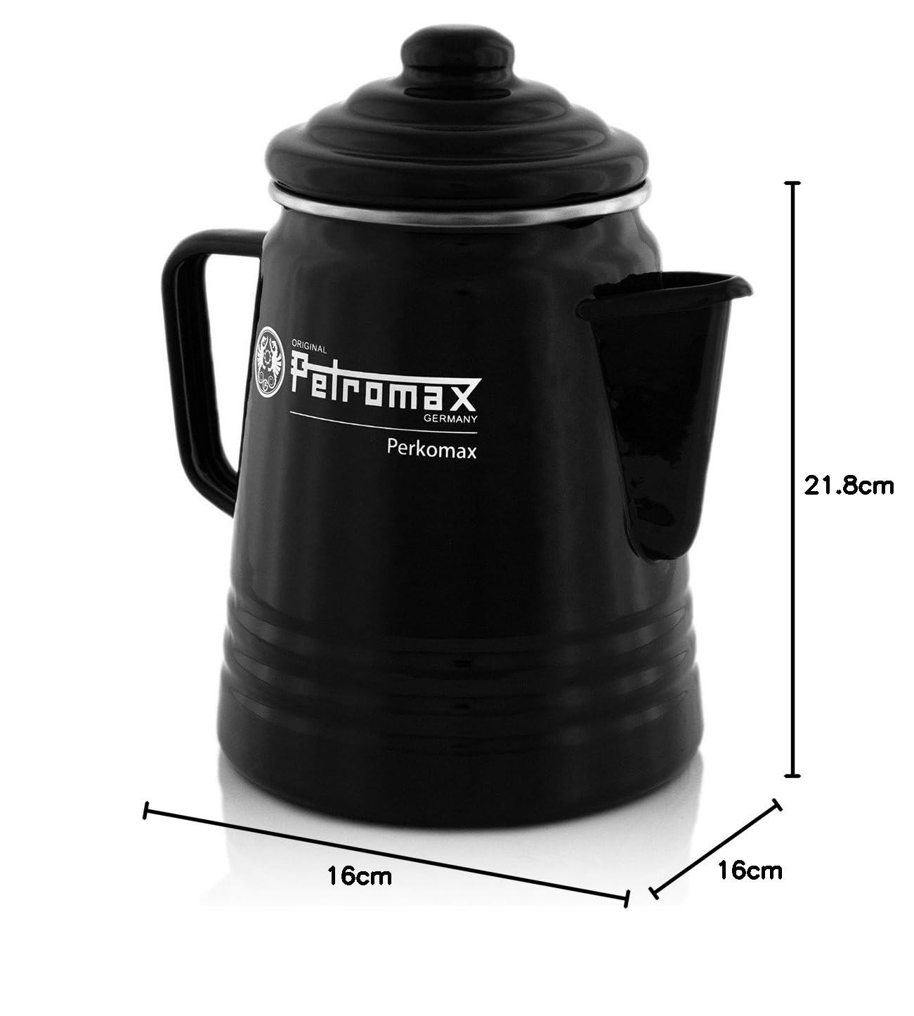 Petromax Perkomax Perkolator, Kaffee & Teekanne, emailliert, 9 Tassen, für Camping & Herd - 1,5 Liter schwarz