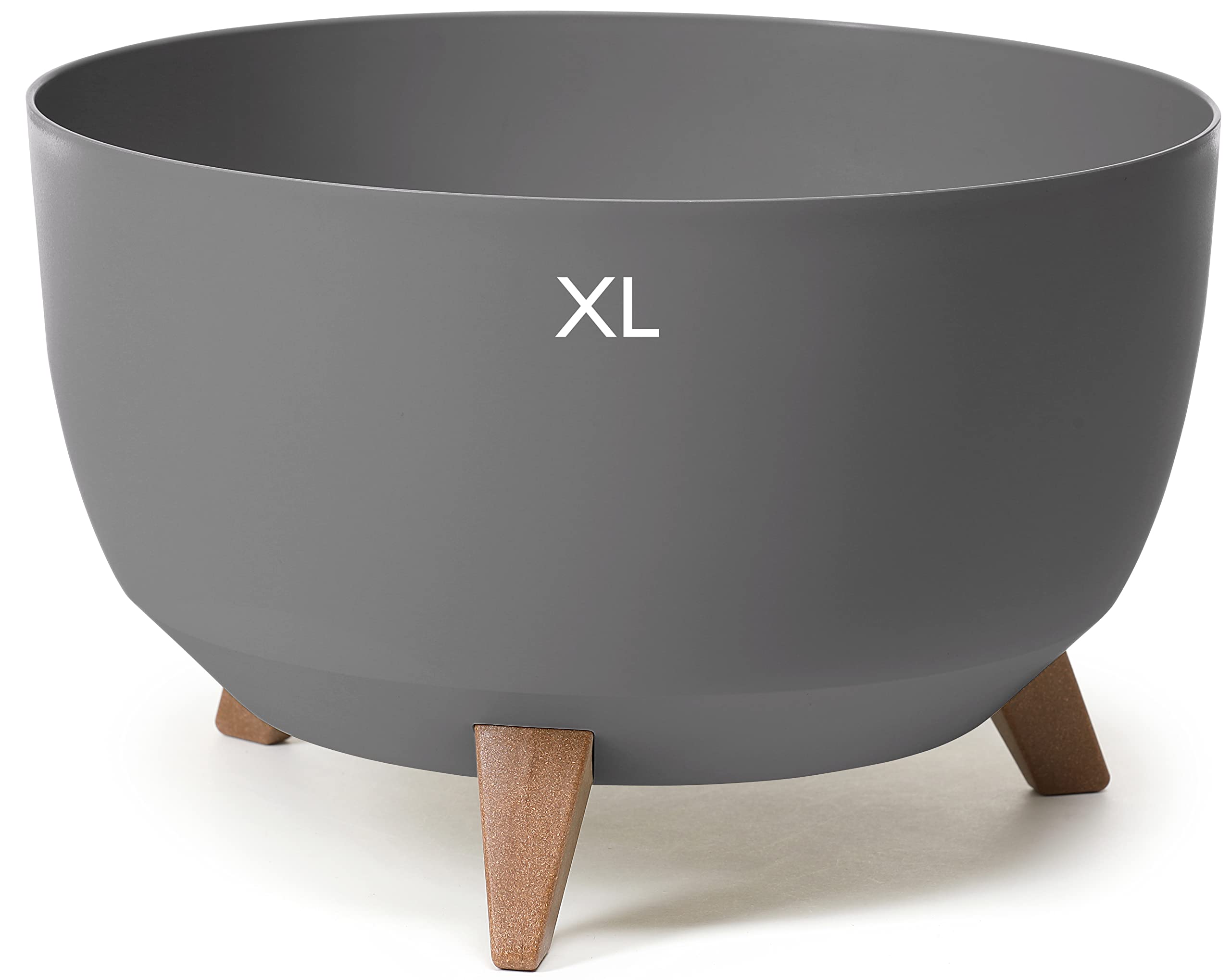 MELTOM Blumentopf mit Füßen aus Kunststoff Schale Rund mit Einsatz Kräutertopf Anthrazit XL 47 cm für Innen- und Außenbereich