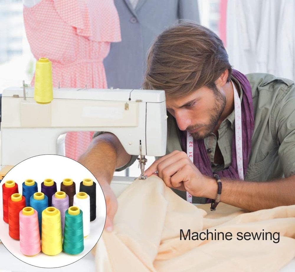 Bobine di filo di poliestere per macchina da cucire per ricamo Serger Quilting 12 rotoli x 1500 m