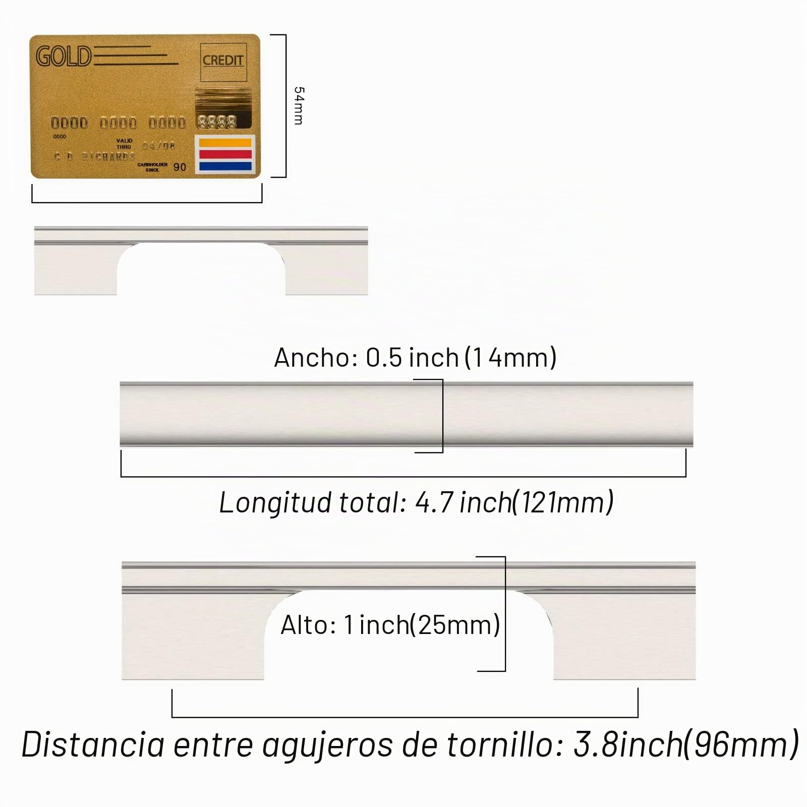 Amerdeco 10 Piezas Tiradores de Cocina 96mm Plata para Armarios y Cajones - Aleación de Zinc - UK0048