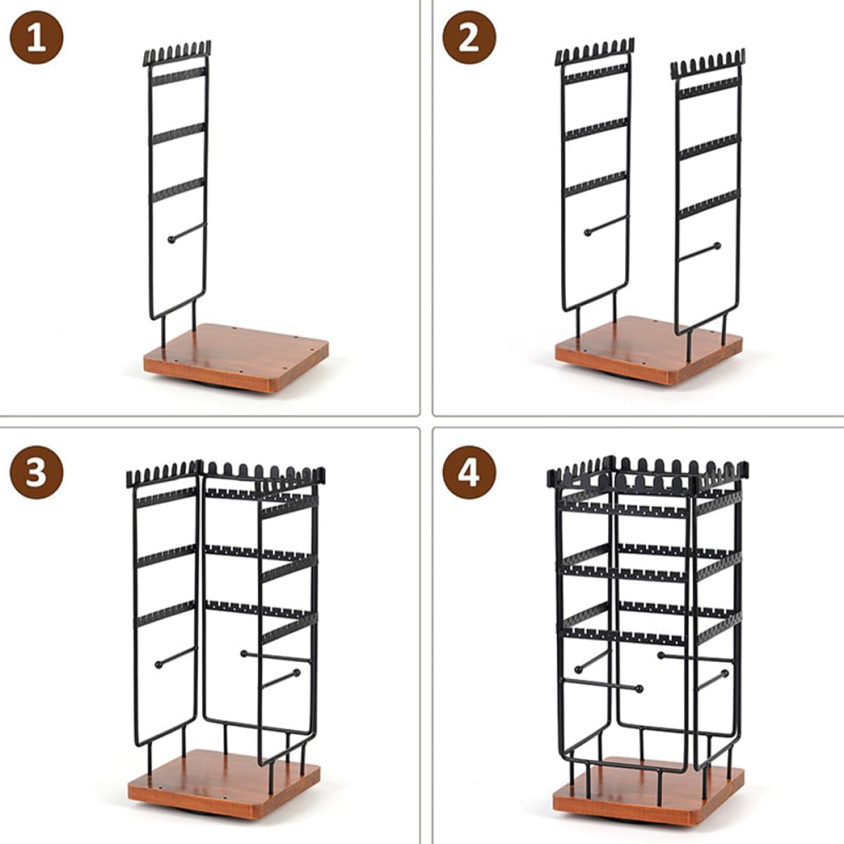 Cabilock Iron Wood Jewelry Stand Necklace Earring Bracelet Holder Display Rack for Jewelry Organizer for Home