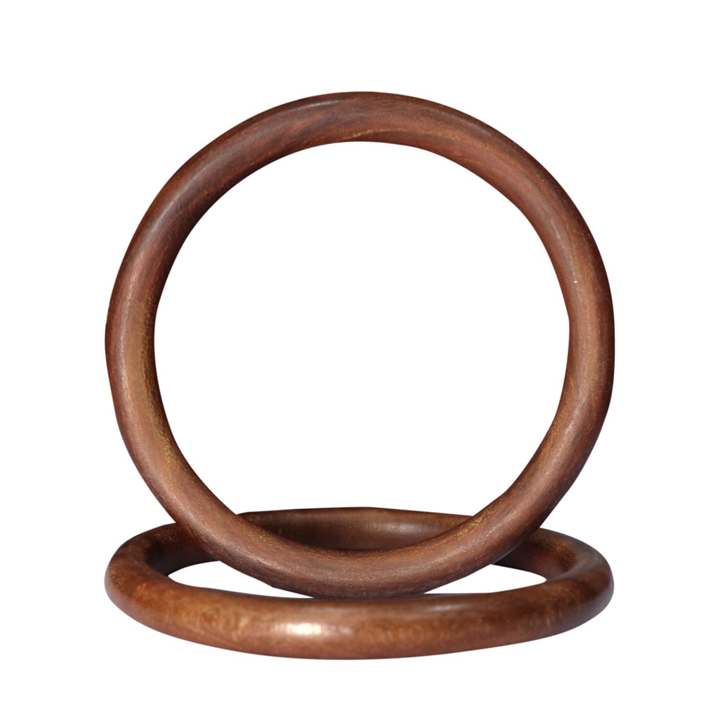 trendNtrade Wooden Bag Handle 1 Pair for Macrame Purse, Bag, & Crafts Natural sheesham 4.5inch Round (Buy and GET 2.5" Ring 1 Pair Free)