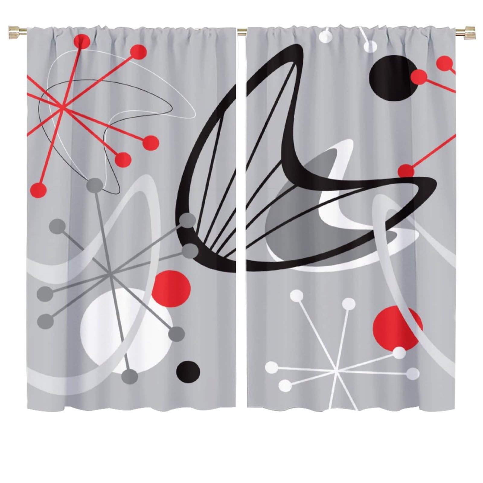 BenYaSong Mid Century Blackout Window Curtain，Mid Century Modern 1950 Style Vintage Retro Atomic Style Print for Kitchen Bedroom Children Living Room Curtains Window Curtain 2 Panels 72x63in