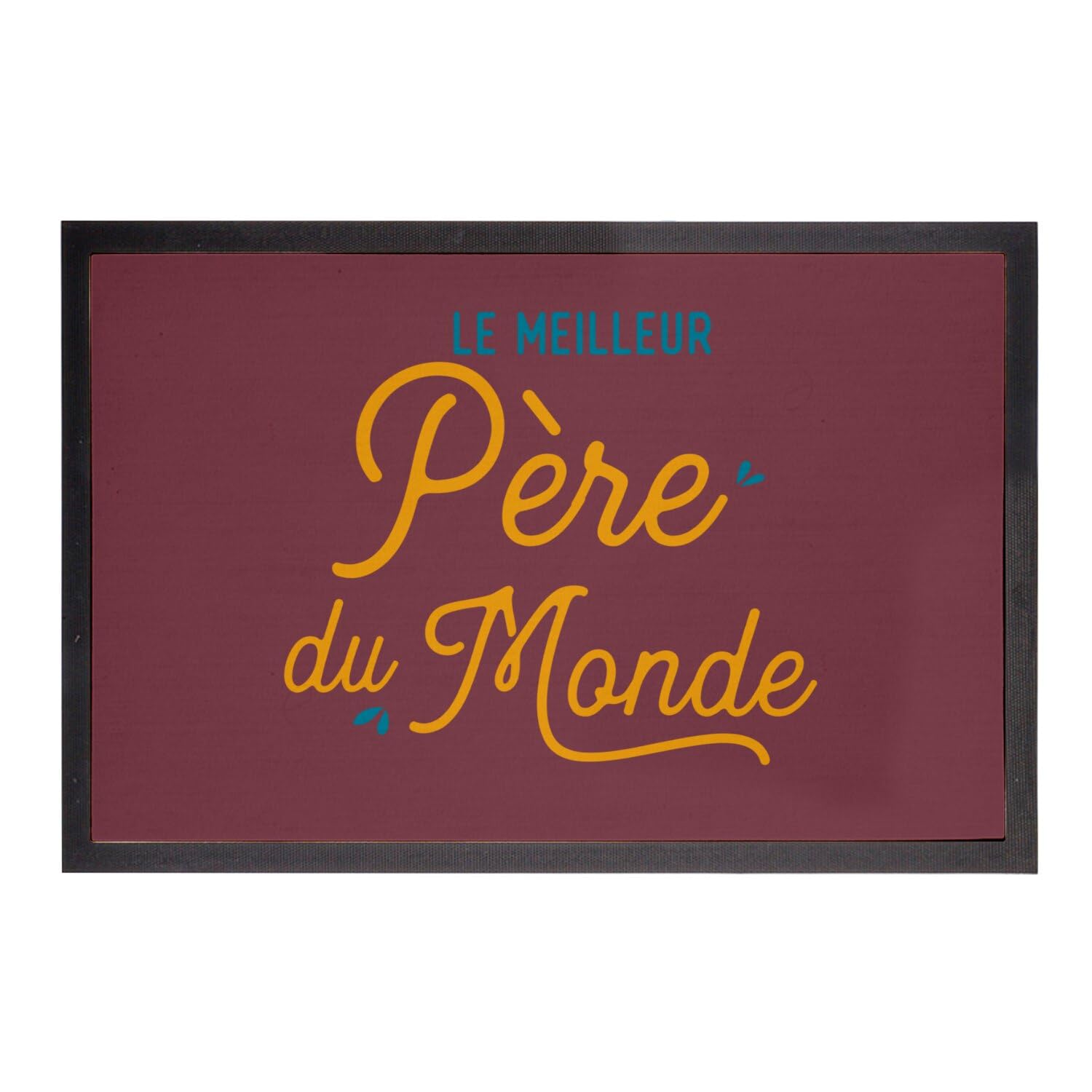 Paillasson rouge Meilleur Père du Monde 75x50cm tapis entrée Fête des Pères