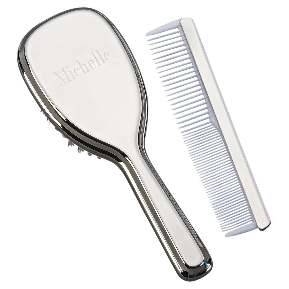 Personalized Brush and Comb Set - Child Size Nickel Plated