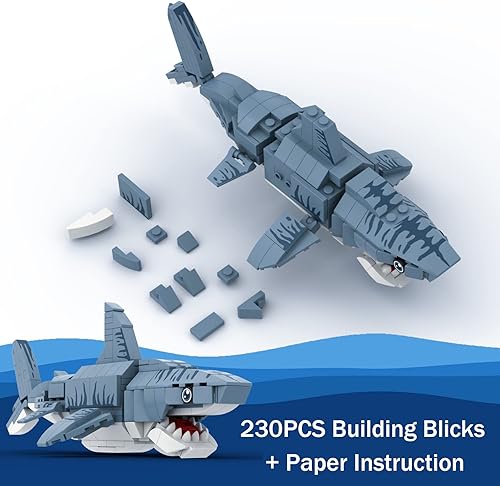 Miniatura 4 de Bloques de construcción de tiburón, recuerdos de fiesta, 2 en 1, juego de juguetes de construcción de criaturas marinas profundas, recuerdo de