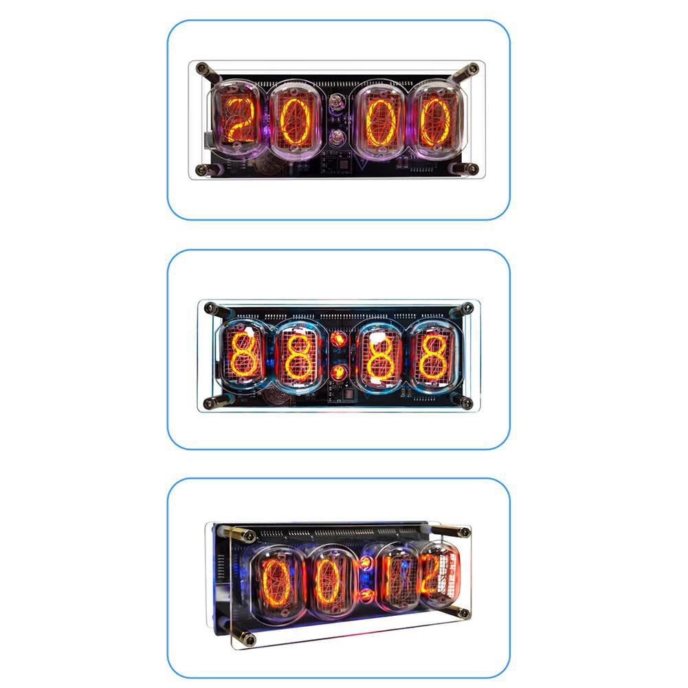 IN12 Nixie Clock Modul mit RGB-Beleuchtung, 4er IN12 Röhre, LED Lamp Tube Uhr, Energieffizient, DC5V Micro USB, Ohne Batterie, Für DIY Retro Elektronik