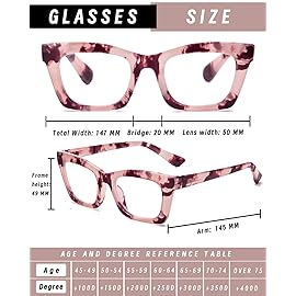 Hubeye Oprah Style Readers for Women Stylis Style Reading Glasses with Blue Light Blocking and Spring HingePink/Gray2.0