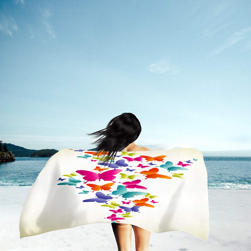 Surwin Grande Toalla De Playa De Microfibra Toalla 3D Mariposa Ala