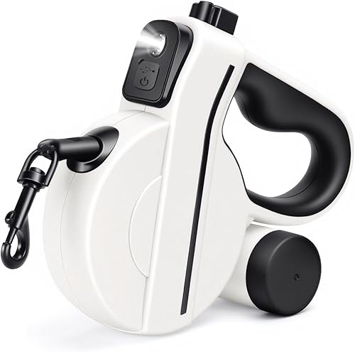 Miniatura 1 de Correa retráctil para perro con luz LED cargada por USB y cinta reflectante, correa resistente de 16 pies para mascotas con soporte para bolsa de