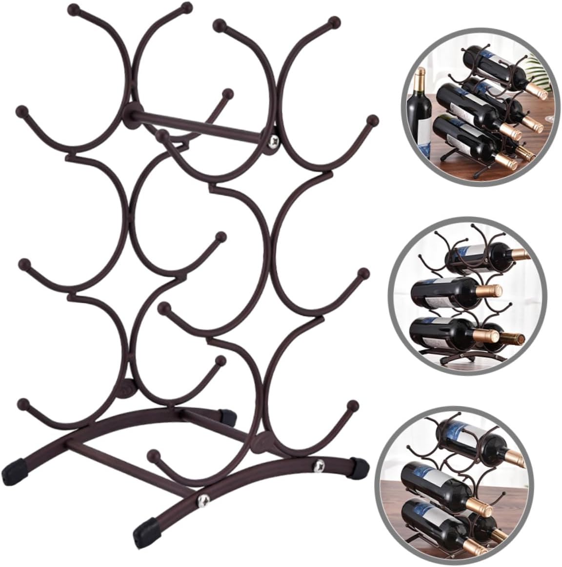 Detachable Iron Wine Rack Countertop Wine Bottle Holder Vintage Style for Kitchen Dining Bar Display