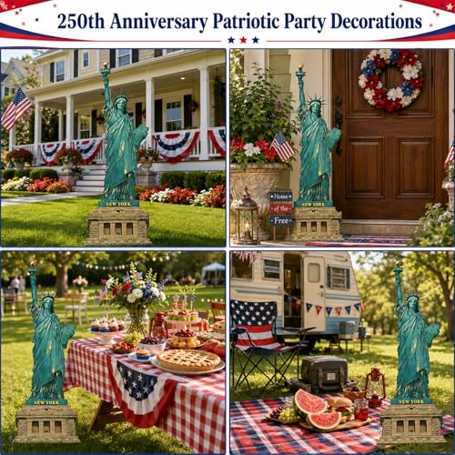 Image of 5 Ft Statue of Liberty Cardboard Cutout 250th Anniversary Patriotic Party Decoration Life Size New York City Themed Photo Prop Standup for Veterans Labor Day Party Supply