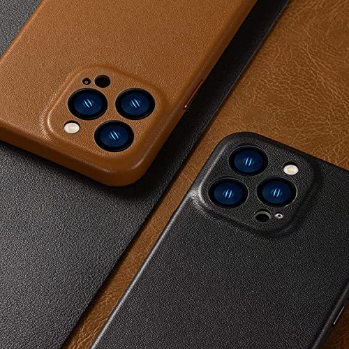 Coque en cuir iPhone 13 marron étui chic en microfibre - 7