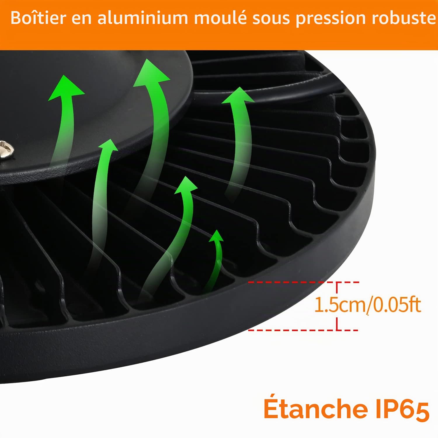 4PCS Projecteur LED Haute Baie UFO 100W, 10000LM 6000K pour Usine Garage