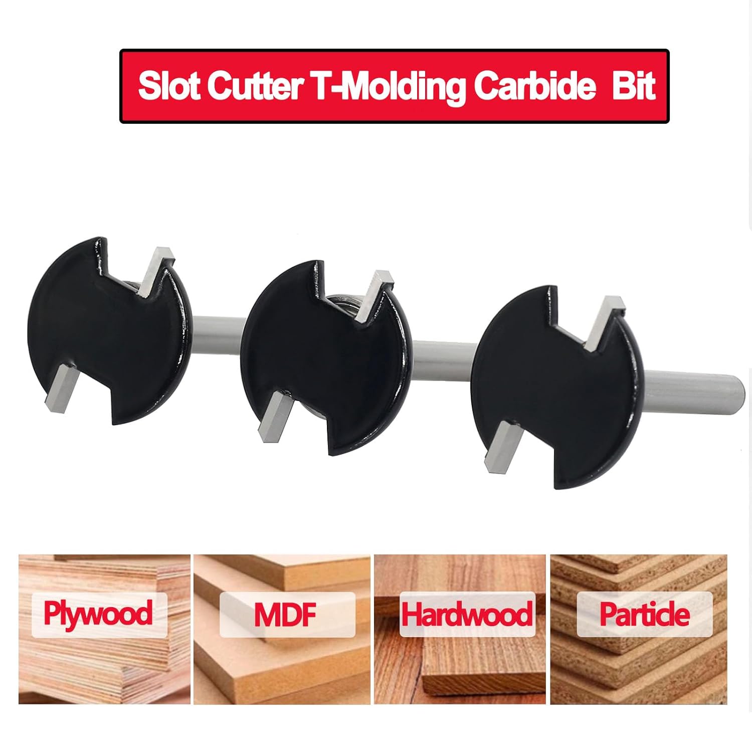 3pcs Top Bearing Slot Cutter Router Bit Set - 1/4 Inch Shank, 5/32" Cutting Height, Wood Slotting Cutter Bit, for Groove Edges, 1/4" 5/16" 3/8" Depth