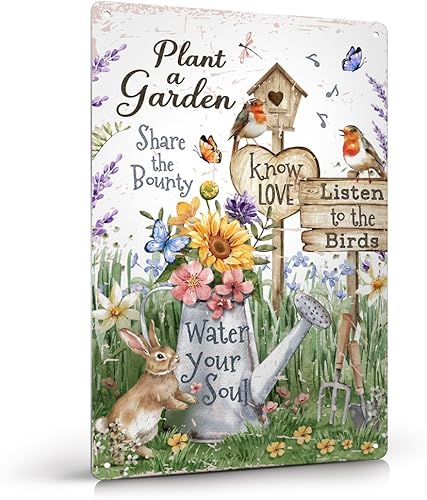 Letreros metálicos para decoración de jardín planta un jardín, comparte la recompensa, escucha a los pájaros, Water Your Soul para los amantes de
