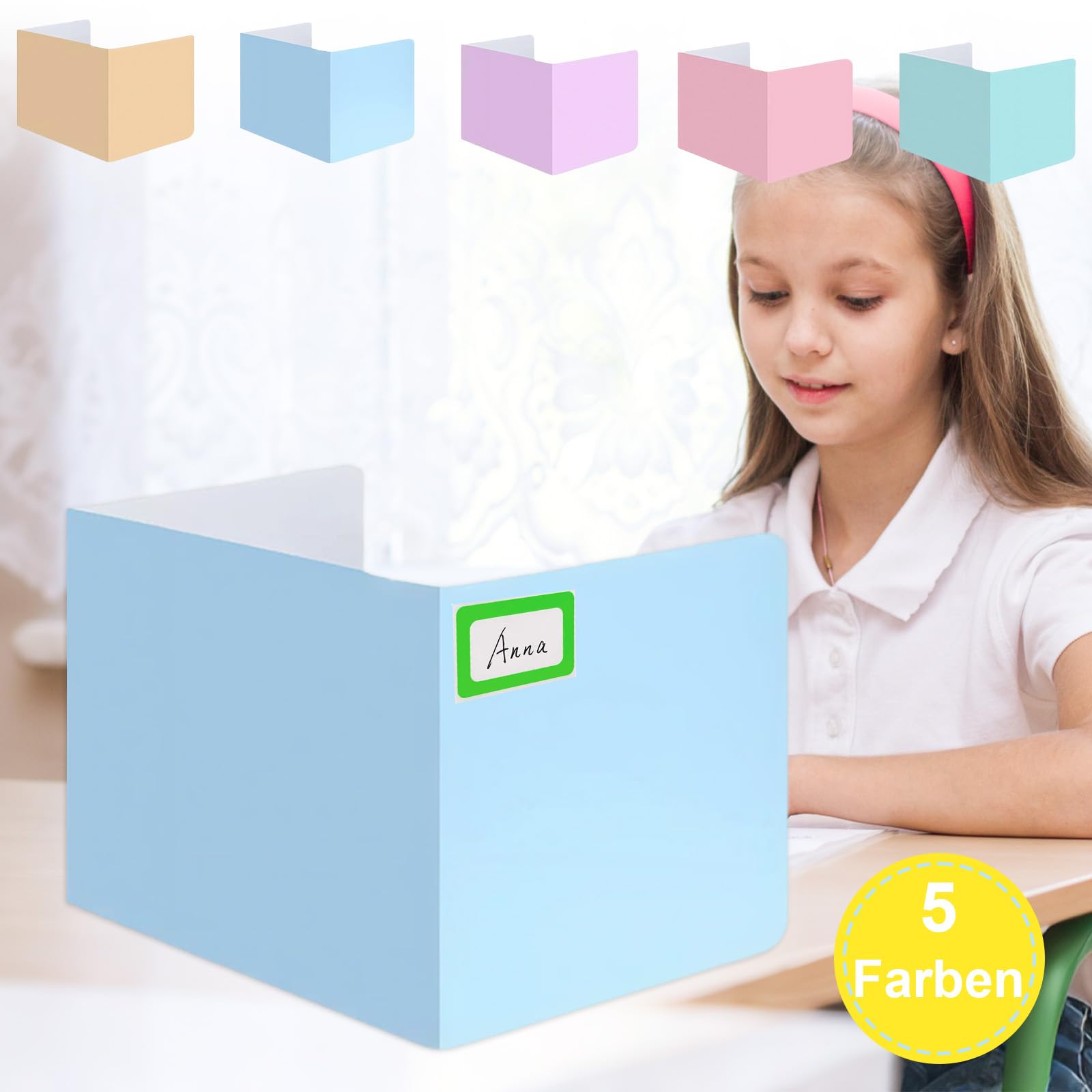 Foonary Lot de 5 cloisons de séparation de bureau portables en forme de U - Séparateur de bureau pliable pour bureau d'étude, école, bureau et bibliothèque
