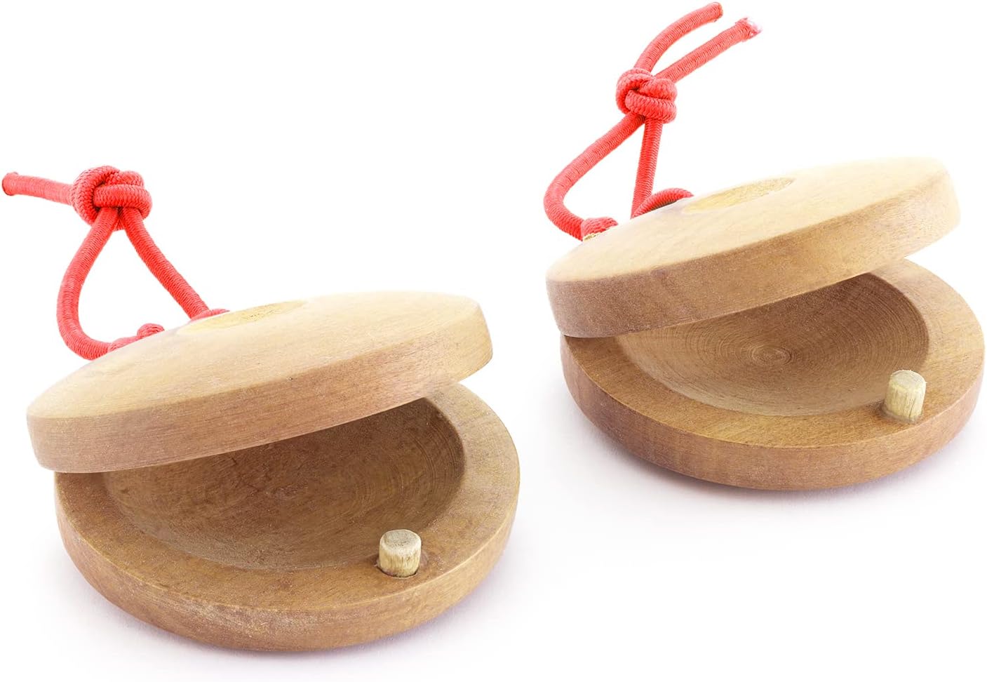 CAS14-NT Wooden Castanets - Finger Clackers Clappers - Two pairs (4 shells)