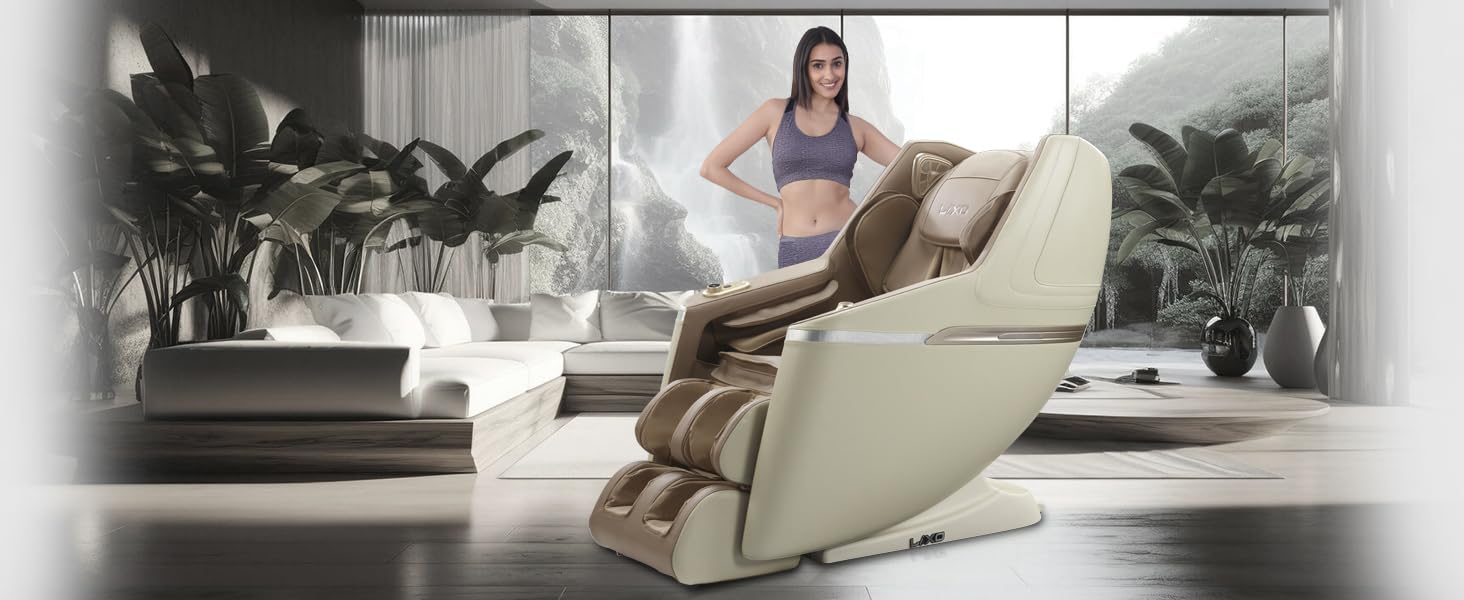 Lixo - LI4411, Home Collection 4D Massage Chair for full body with 22 Auto wellness programs, Revolutionize with Voice Control, Tablet Controller, Mechanical Massage Hands, and Multiple Zero-Gravity Positions (Khaki) Lixo - LI4411, Home Collection 4D Massage Chair for full body with 22 Auto wellness programs, Revolutionize with Voice Control, Tablet Controller, Mechanical Massage Hands, and Multiple Zero-Gravity Positions (Khaki)