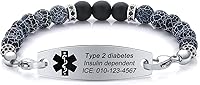 Vista 1 de Pulseras de alerta médica para mujeres y hombres, pulsera de identificación médica personalizada, pulsera de alerta médica de emergencia con cuentas