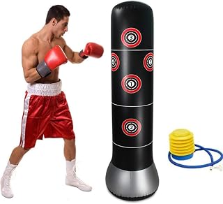 150cm Inflatable Boxing Bag Independent Boxing Punching Bag, Fitness Independent Inflatable Boxing Bag with Foot Pump Boxing Bag, Suitable for Children's Adult Fitness