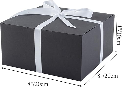 Miniatura 2 de Paquete de 12 cajas de regalo con tapas, cajas de regalo negras a granel con cinta de lazo blanco, caja de propuesta de dama de honor para regalos,