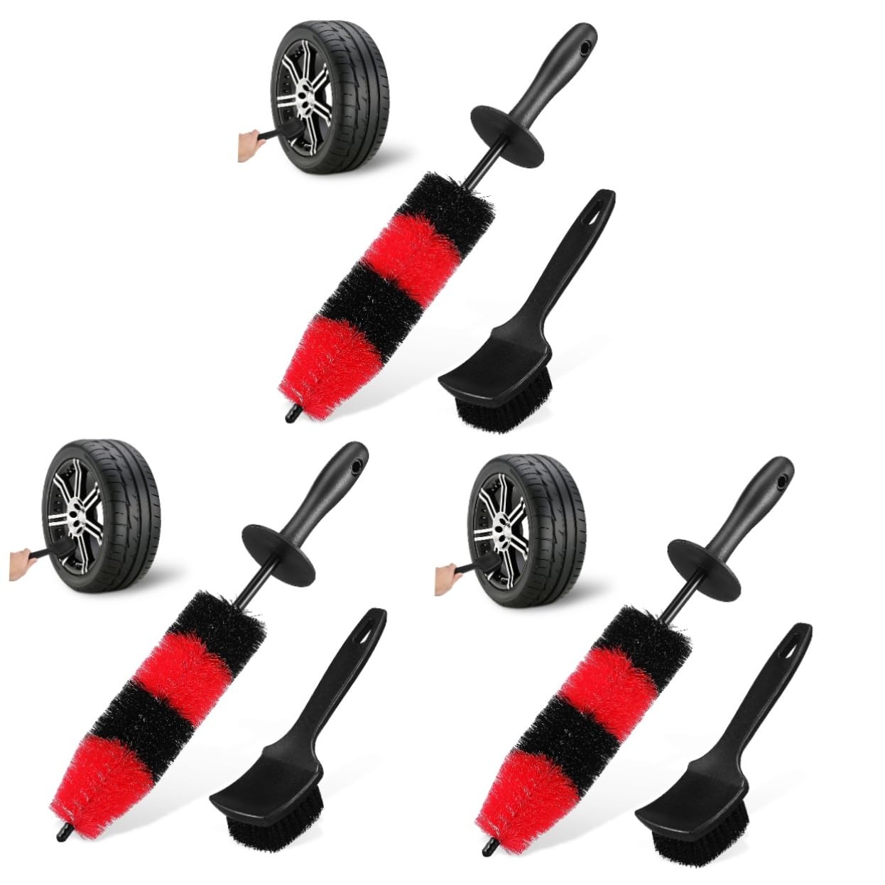 Gatuida 3 Ensembles De Brosses De Nettoyage De Pneus De Voiture Nettoyeur De Pneus Brosse De Moyeu De Roue De Nettoyage De Jante De Voiture De e De