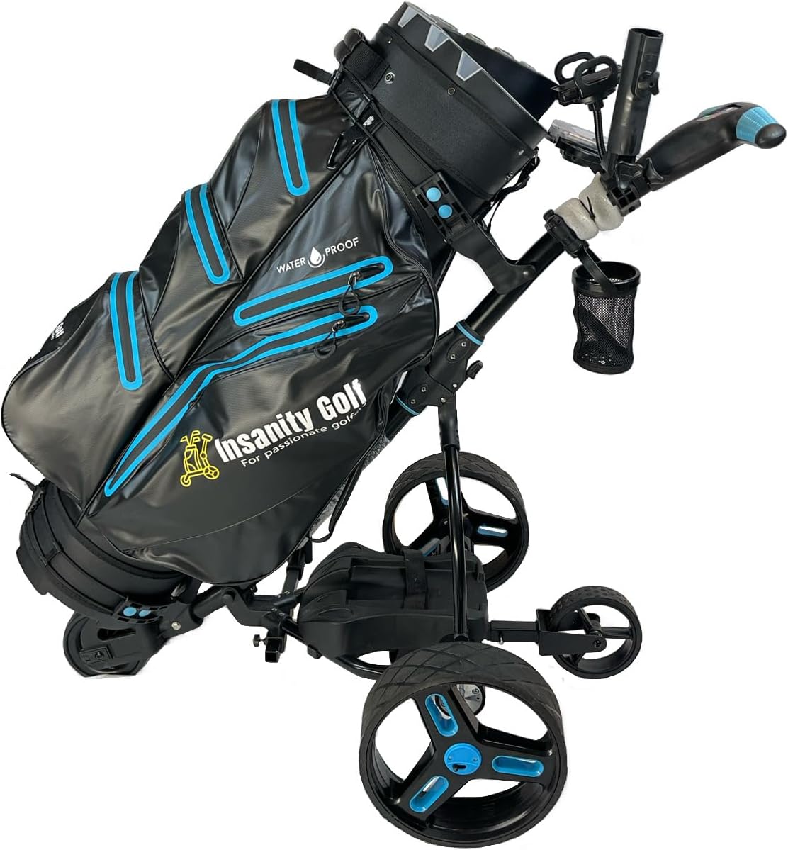 Waterproof Golf Cart Bag, Light Weight with 14 Full - Length Divider & Rain Hood, 4 Seasons Golf Bag - Black & Blue