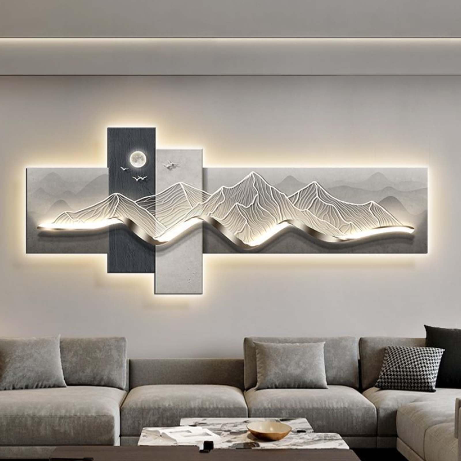 LED-Wandkunst-Dekor, Plug-in-beleuchtetes Gemälde für Wohnzimmer, Schlafzimmer, Büro, Heimdekoration