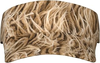 Evealyn Brown Furry Texture Printed Sun Visor Hat Empty Top Sun Hat Adjustable Sports Sun Caps Baseball Caps for Women and Men